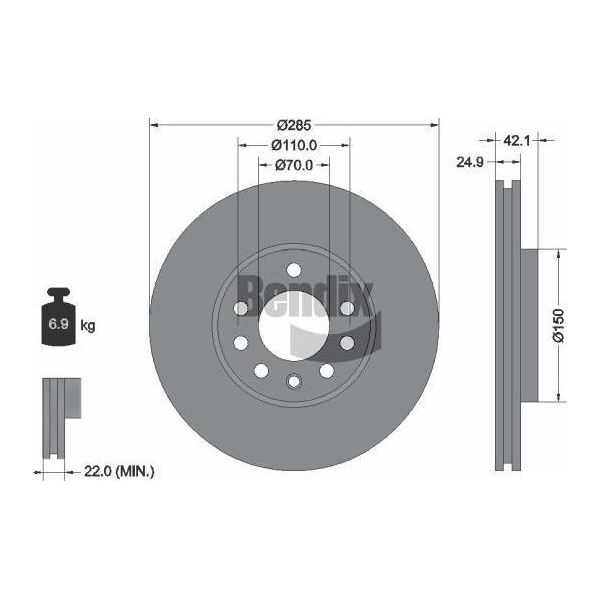 Bendix Braking BDS1155HC Disco Freno Oe 95526645 Compatibile Con Croma, Signum, Vectra-image