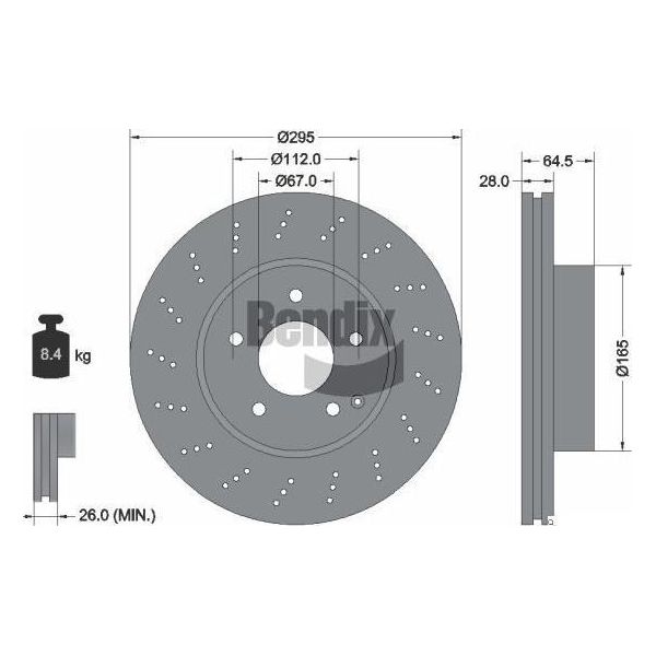Bendix Braking BDS1303HC Disco Freno Oe 1974230112 Compatibile Con Classe C, Sls-image