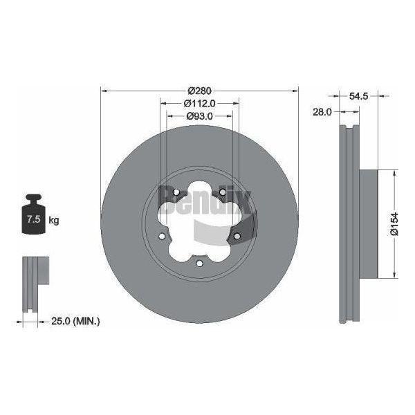 Bendix Braking BDS1234 Disco Freno Oe 1371394 Compatibile Con Transit-image