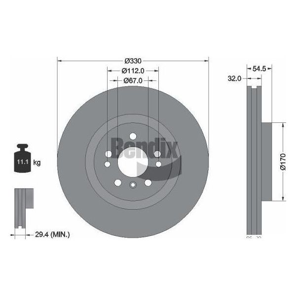 Bendix Braking BDS1438HC Disco Freno Oe 1664210612 Compatibile Con Gle, Classe M-image