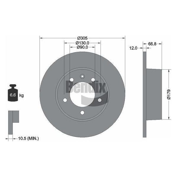 Bendix Braking BDS1053 Disco Freno Oe MBR6017 Compatibile Con Interstar, Movano, Master-image