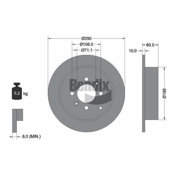 Bendix Braking BDS1235 Disco Freno Oe 4246T6 Compatibile Con 406-image