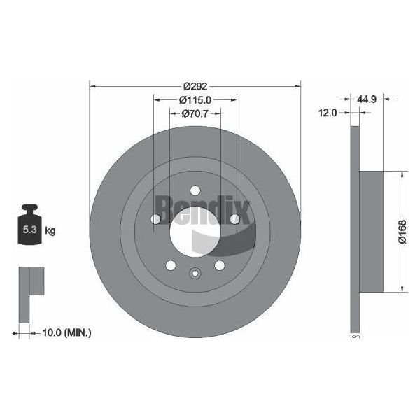Bendix Braking BDS1147 Disco Freno Oe 13505762 Compatibile Con Cruze, Orlando, Volt, Ampera, Astra (A04), Astra J, Cascada, Zafira-image