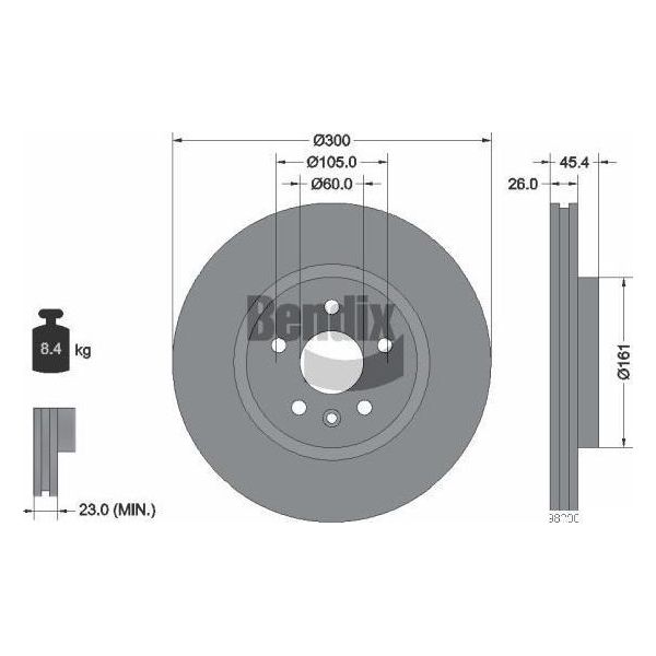 Bendix Braking BDS1322HC Disco Freno Oe 13515909 Compatibile Con Astra K-image