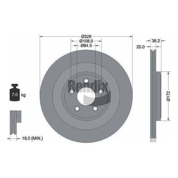 Bendix Braking BDS1414 Disco Freno Oe C2C25339 Compatibile Con S-Type, Xf, Xj, Xk-image