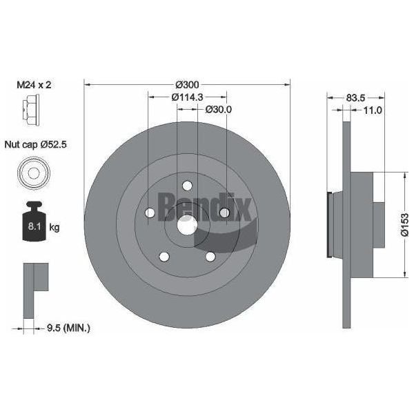 Bendix Braking BDS1285 Disco Freno Oe 402020003R Compatibile Con Laguna, Latitude-image