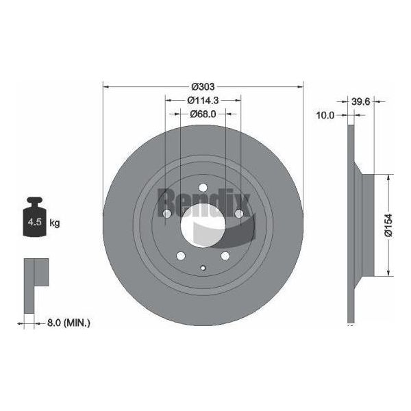 Bendix Braking BDS1652 Disco Freno Oe 5HA026251 Compatibile Con CX-30, CX-5-image