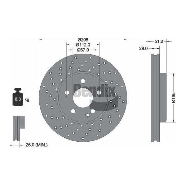 Bendix Braking BDS1209HC Disco Freno Oe 2464212512 Compatibile Con Classe A, Classe B, Cla, Classe Gla-image