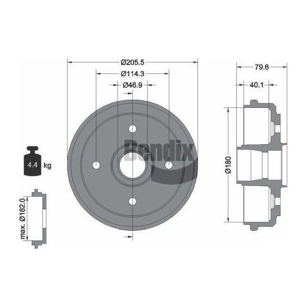 Bendix Braking BDM1066 Tamburo Del Freno Oe 96457238 Compatibile Con Matiz, Spark-image