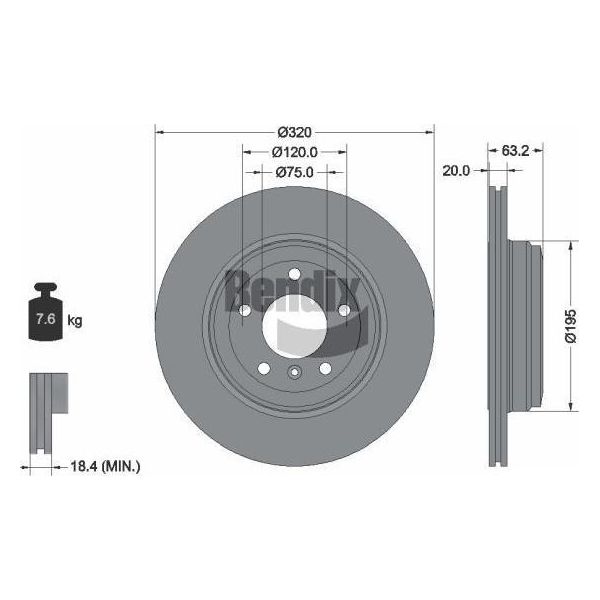 Bendix Braking BDS1145 Disco Freno Oe 34216753215 Compatibile Con Serie 5 E60, Serie 5 E61, Serie 6 E63, Serie 6 E64-image