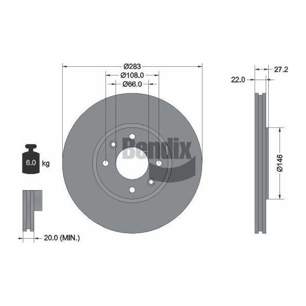 Bendix Braking BDS1430 Disco Freno Oe 1618860180 Compatibile Con Xantia, Xsara, Zx-image