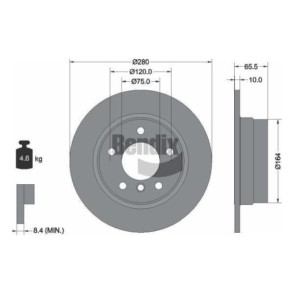 Bendix Braking BDS1153 Disco Freno Oe 34216764647 Compatibile Con Serie 1 E81, Serie 1 E87-image