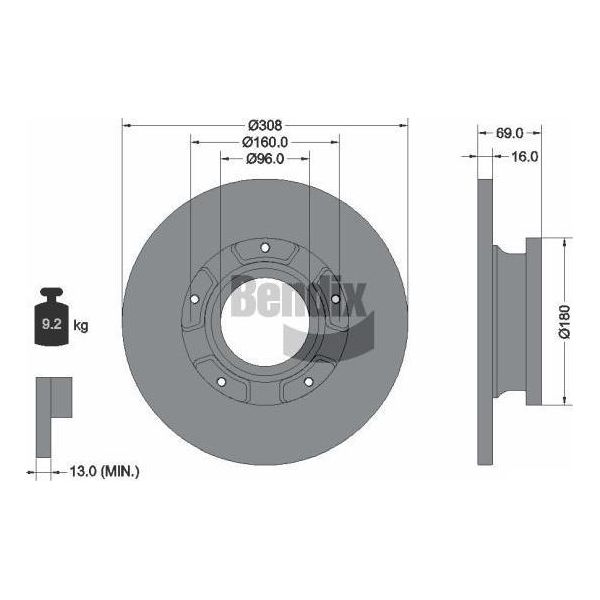 Bendix Braking BDS1561 Disco Freno Oe 2040064 Compatibile Con Tourneo, Transit-image