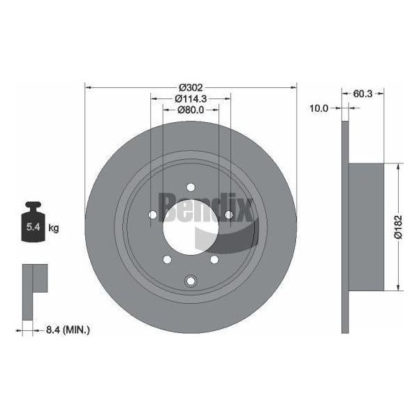 Bendix Braking BDS1471 Disco Freno Oe 04743999AA Compatibile Con Sebring, Compass, Patriot, Flavia, Asx, Outlander, 4008-image