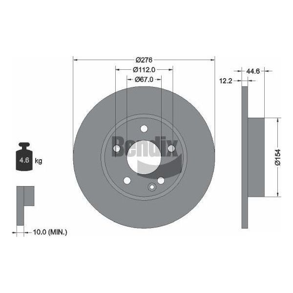 Bendix Braking BDS1638 Disco Freno Oe 1694210012 Compatibile Con Classe A-image