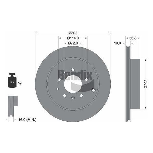 Bendix Braking BDS1780 Disco Freno Oe L20626251 Compatibile Con CX-7-image