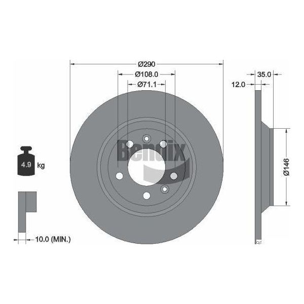 Bendix Braking BDS1059 Disco Freno Oe 1618861880 Compatibile Con C5, 407, 508, 607, Rcz-image