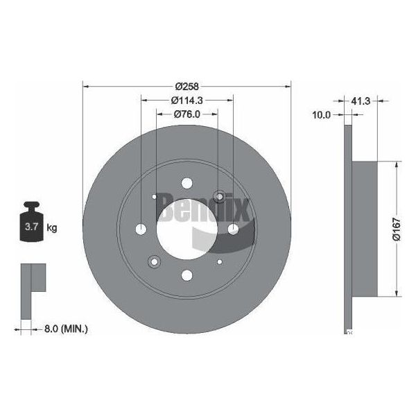 Bendix Braking BDS1837 Disco Freno Oe 584112F100 Compatibile Con Cerato-image