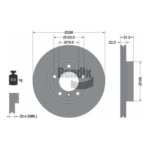 Bendix Braking BDS1141HC Disco Freno Oe 1160674 Compatibile Con Serie 3 E36, Serie 3 E46, Serie Z3 E36, Serie Z4 E85-image