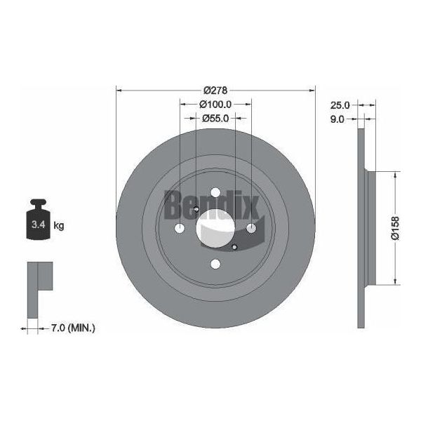 Bendix Braking BDS1376 Disco Freno Oe 424310D060000 Compatibile Con Yaris-image