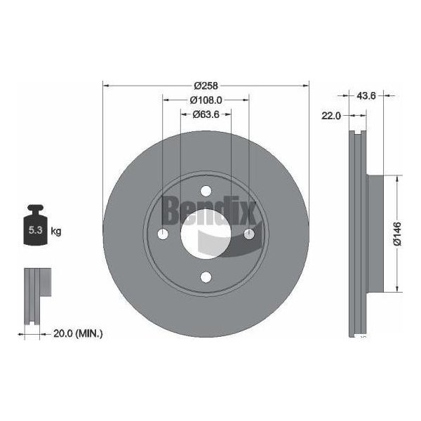 Bendix Braking BDS1037 Disco Freno Oe 1148202 Compatibile Con Fiesta, Focus, Fusion, Ka, Puma, 2-image