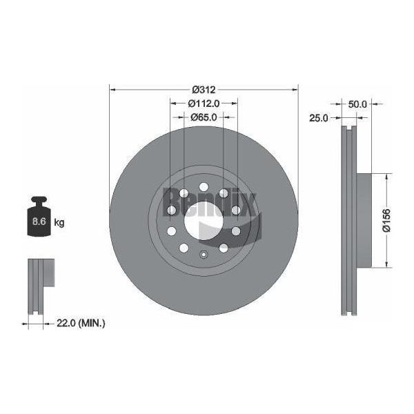Bendix Braking BDS1013HC Disco Freno Oe 1K0615301AA Compatibile Con A1 8X, A3 8P, A3 8V, A3 8Y, Q2, Q3, Tt, Formentor, Leon, Alhambra, Altea, Altea Xl, Ateca, Tarraco, Karoq, Kodiaq, Octavia, Superb, Yeti, Arteon, Beetle, Caddy, Cc, Eos, Golf Alltrack, Golf Plus, Golf Sportsvan, Golf V, Golf Vii, Golf Vi, Golf Viii, Jetta, Passat Alltrack, Passat 3C, Passat 3B, Passat 3BG, Passat Cc, Scirocco, Sha-image