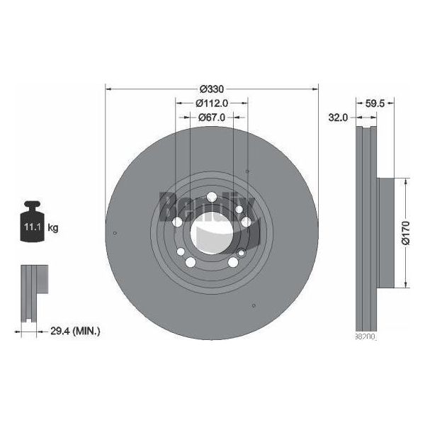 Bendix Braking BDS2171HC Disco Freno Oe 1674210601 Compatibile Con Gle-image