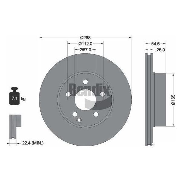Bendix Braking BDS1214 Disco Freno Oe 0004211912 Compatibile Con Classe C-image