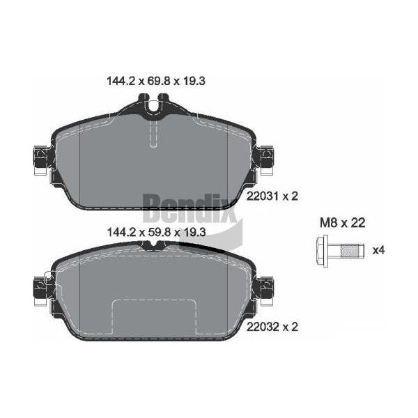 Bendix Braking BPD1115 Set Di Pastiglie Freno, Freno A Disco Oe 0004208700 Compatibile Con Classe C, Classe E-image