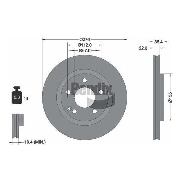 Bendix Braking BDS1942 Disco Freno Oe 1684210612 Compatibile Con Classe A-image