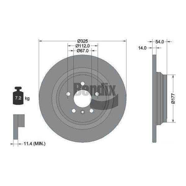 Bendix Braking BDS1689HC Disco Freno Oe 1664230012 Compatibile Con Gle, Classe M-image