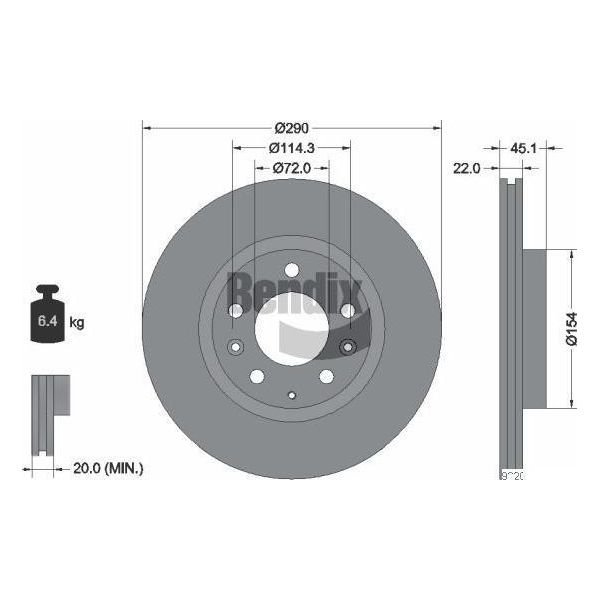 Bendix Braking BDS1878 Disco Freno Oe N12Y3325X Compatibile Con MX-5-image