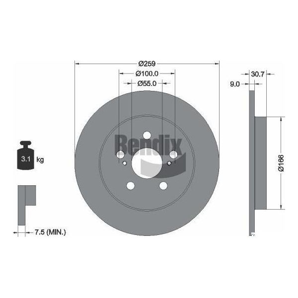Bendix Braking BDS1478 Disco Freno Oe 4243112310 Compatibile Con Ct, Corolla, Prius, Verso-image