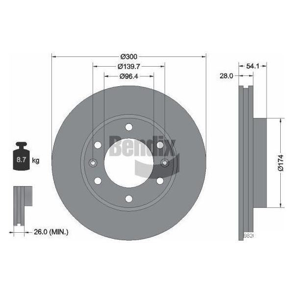 Bendix Braking BDS2025 Disco Freno Oe 517124D000 Compatibile Con Carnival-image