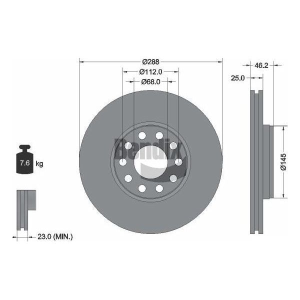 Bendix Braking BDS1197HC Disco Freno Oe 4B0615301B Compatibile Con Superb, Passat 3B-image