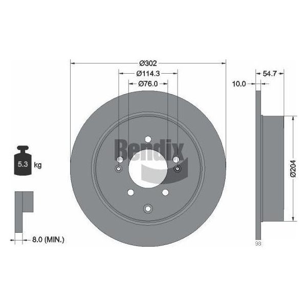 Bendix Braking BDS1578 Disco Freno Oe 58411D7000 Compatibile Con Tucson, Sportage-image