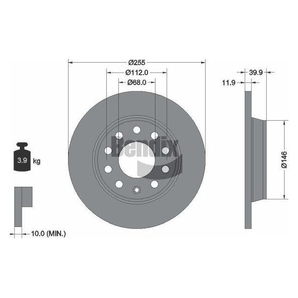 Bendix Braking BDS1267 Disco Freno Oe 8E0615301AA Compatibile Con A4 8E, A4 8H, Exeo-image