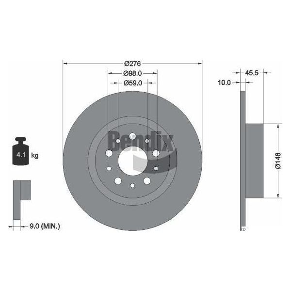 Bendix Braking BDS1370 Disco Freno Oe 46469908 Compatibile Con Alf. 156, Alf. Gt-image
