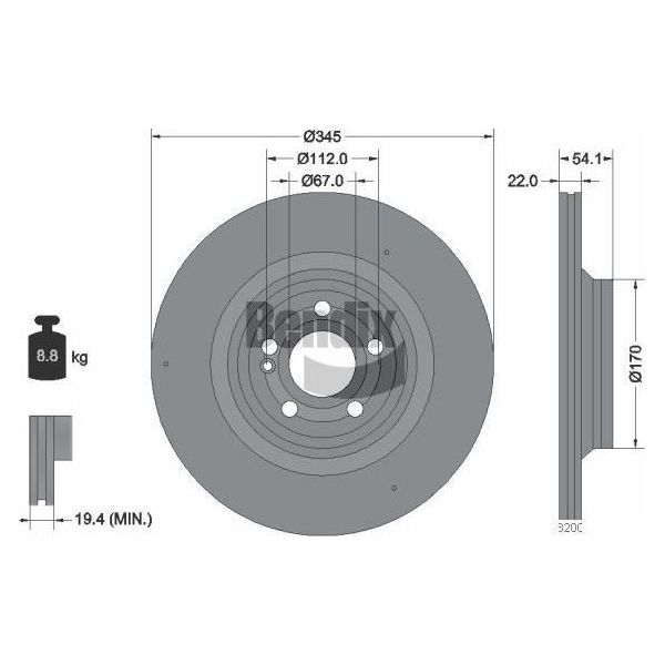 Bendix Braking BDS2125HC Disco Freno Oe 1674238900 Compatibile Con Gle, Gls-image