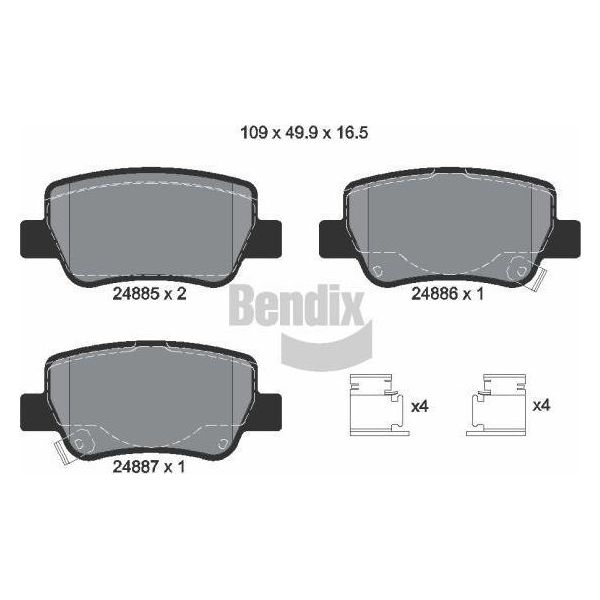 Bendix Braking BPD1341 Set Di Pastiglie Freno, Freno A Disco Oe 0446605040 Compatibile Con Avensis-image