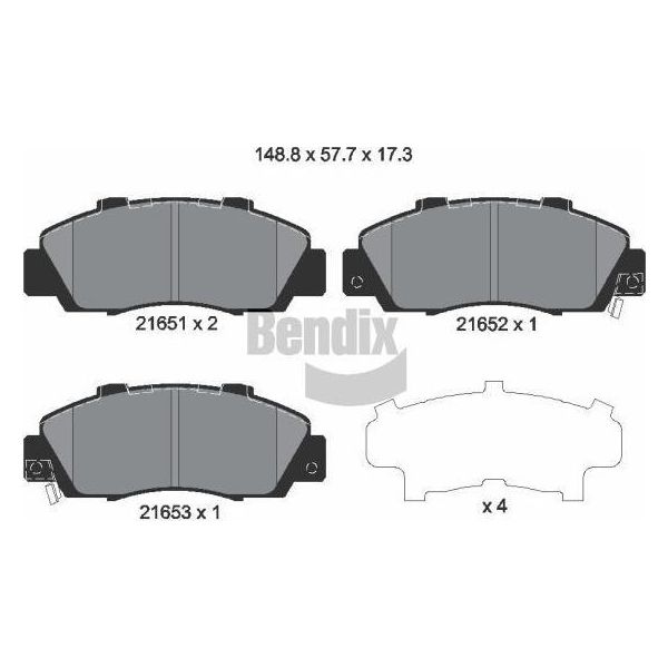 Bendix Braking BPD1825 Set Di Pastiglie Freno, Freno A Disco Oe 45022SX0J03 Compatibile Con Accord, Civic, CR-V, HR-V, Integra, Legend, Nsx, Prelude, Shuttle-image