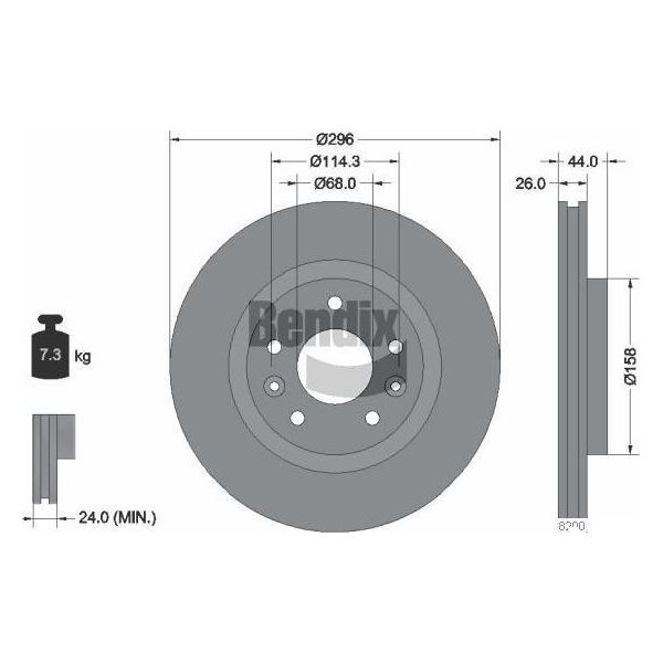 Bendix Braking BDS1217 Disco Freno Oe 4020600Q3F Compatibile Con Leaf, Qashqai, X-Trail, Kadjar, Koleos-image