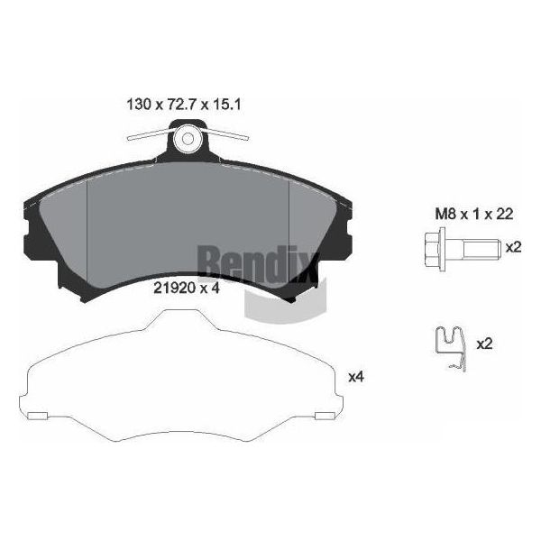 Bendix Braking BPD1455 Set Di Pastiglie Freno, Freno A Disco Oe DBP511117 Compatibile Con Carisma, Space Star, S40, V40-image
