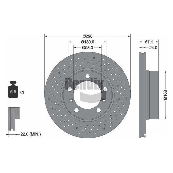 Bendix Braking BDS2163LHC Disco Freno Oe 98735140101 Compatibile Con Boxster, Cayman-image