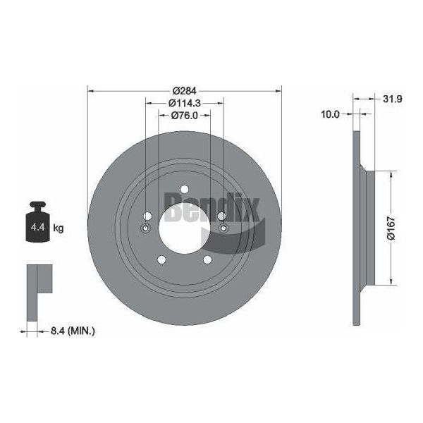 Bendix Braking BDS1566 Disco Freno Oe 584113V500 Compatibile Con Grandeur, I30, Ioniq, Kona, Sonata, Ceed, Niro, Optima, Proceed, Soul, Xceed-image