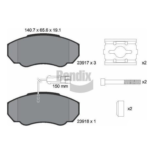 Bendix Braking BPD1161 Set Di Pastiglie Freno, Freno A Disco Oe 425242 Compatibile Con Jumper, Ducato, Boxer-image