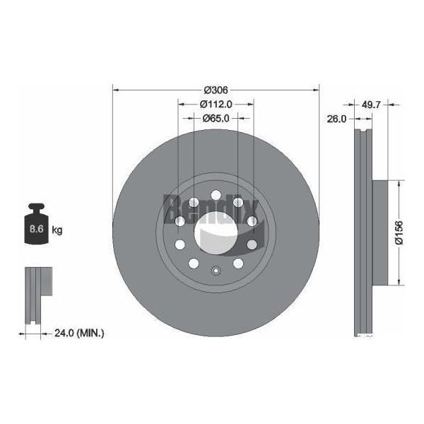 Bendix Braking BDS2277HC Disco Freno Oe 5WA615301 Compatibile Con A3 8Y, Golf Viii-image