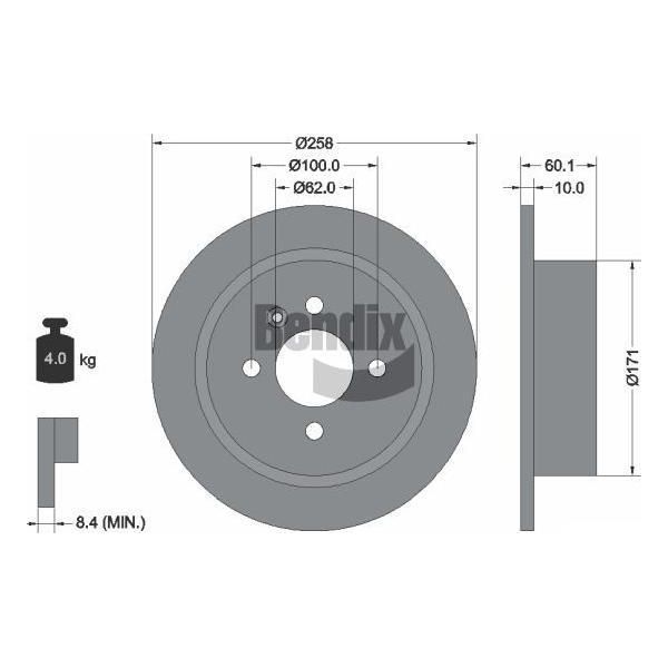 Bendix Braking BDS1795 Disco Freno Oe 1119581 Compatibile Con Serie 3 E30-image