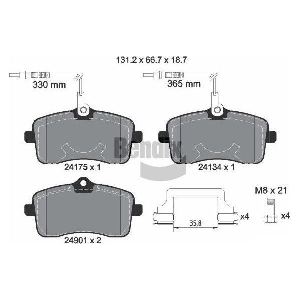 Bendix Braking BPD1174 Set Di Pastiglie Freno, Freno A Disco Oe 1611456580 Compatibile Con 407-image