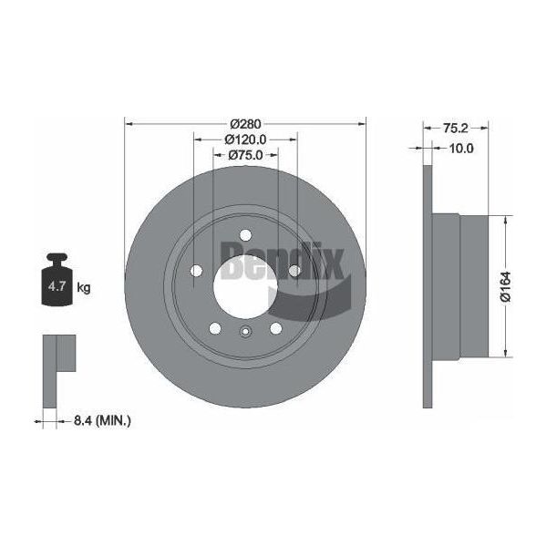 Bendix Braking BDS1976 Disco Freno Oe 34216752545 Compatibile Con Z4 E85-image